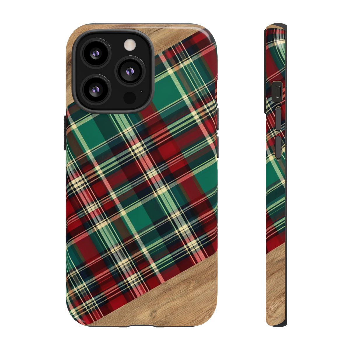 Country Christmas Plaid and Wood Tough Case