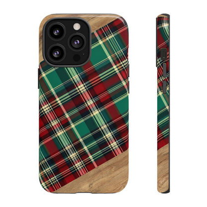 Country Christmas Plaid and Wood Tough Case