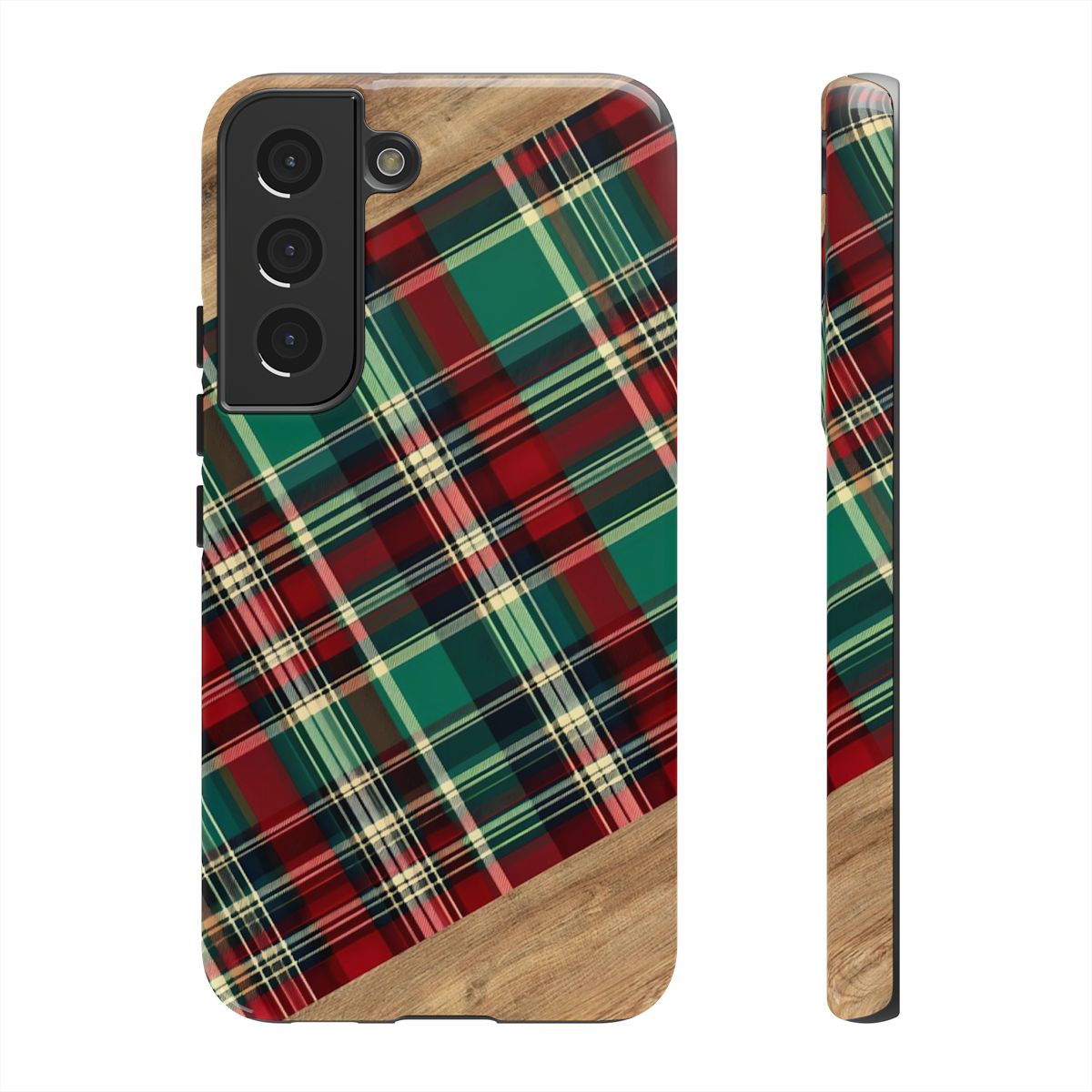 Country Christmas Plaid and Wood Tough Case