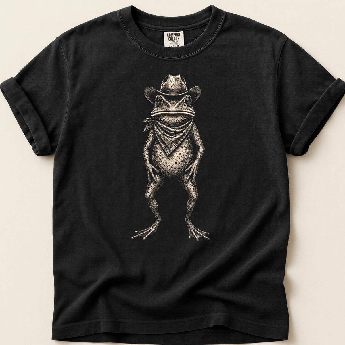 Cowboy Frog T-shirt on Black