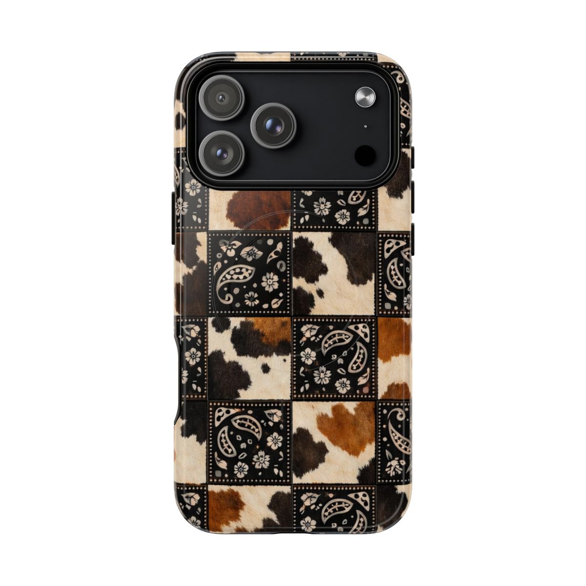 Cowhide Bandana Checkered Magnetic Case