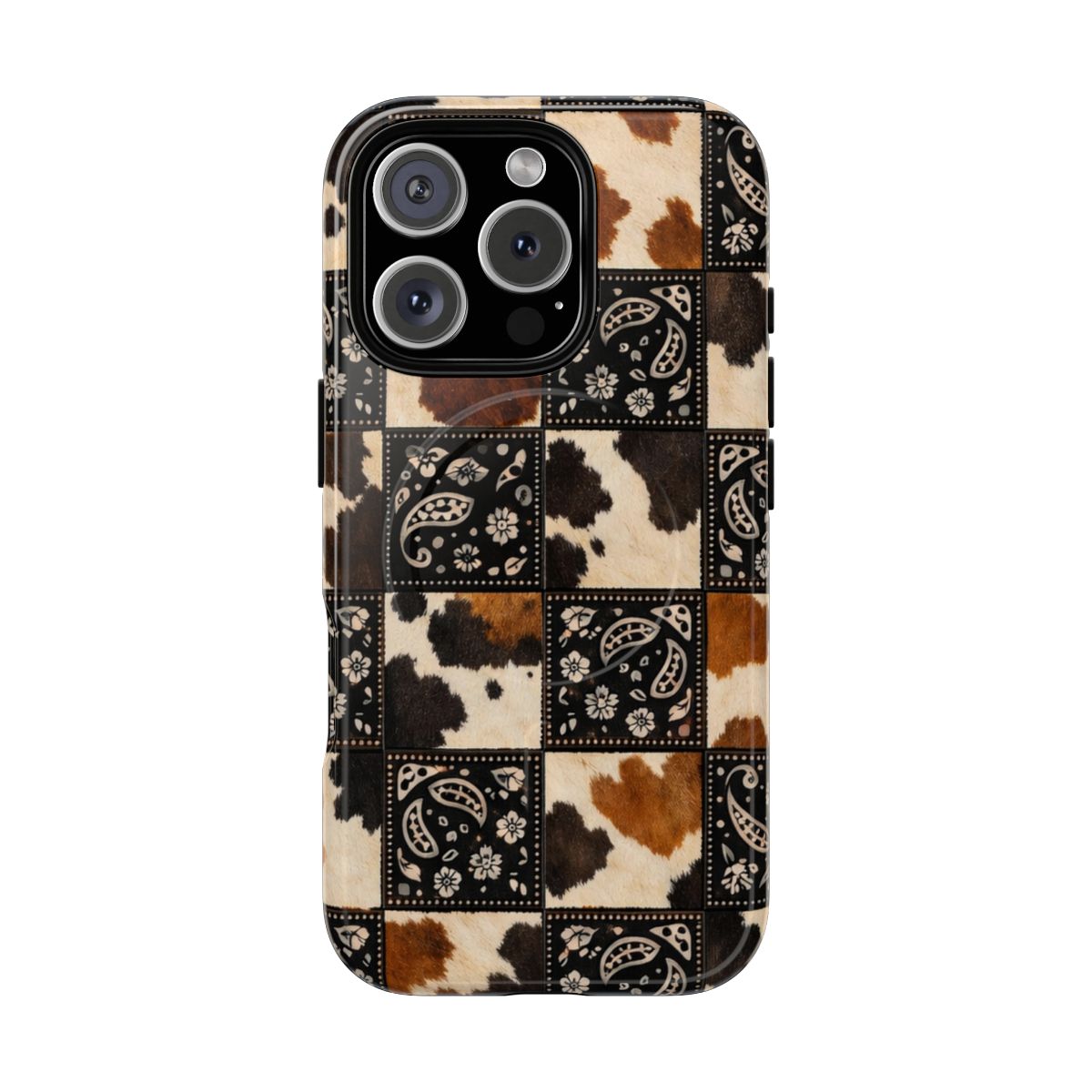 Cowhide Bandana Checkered Magnetic Case