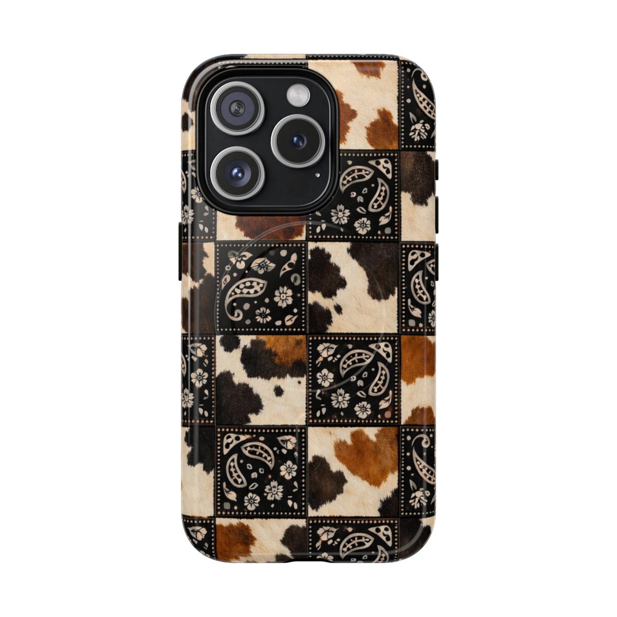 Cowhide Bandana Checkered Magnetic Case