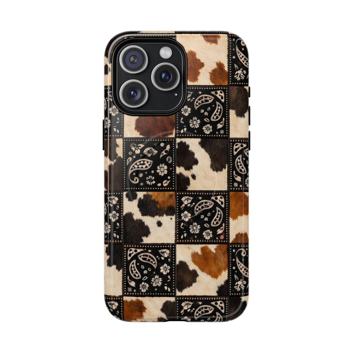 Cowhide Bandana Checkered Magnetic Case