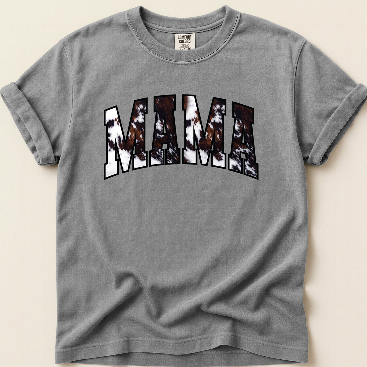 Cowhide Mama T-shirt on Grey