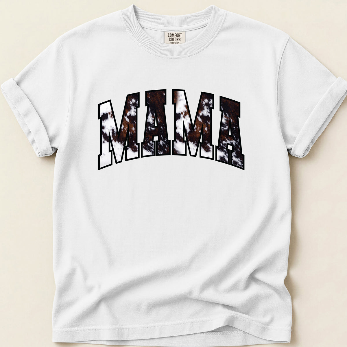 Cowhide Mama T-shirt on White