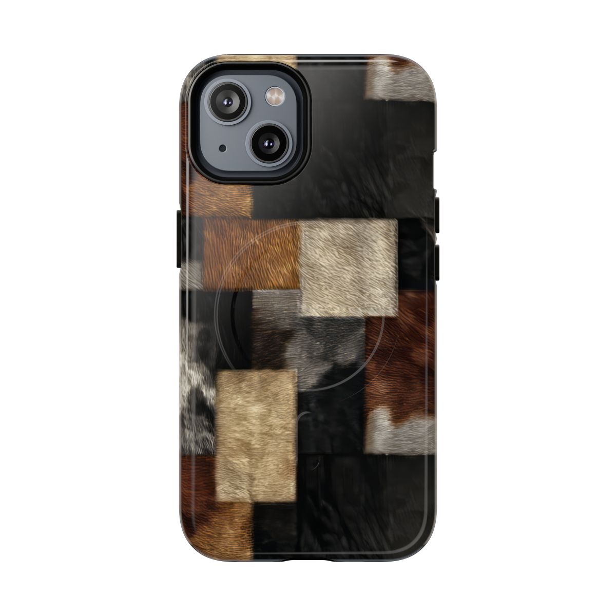 Cowhide Patchwork Magnetic Case