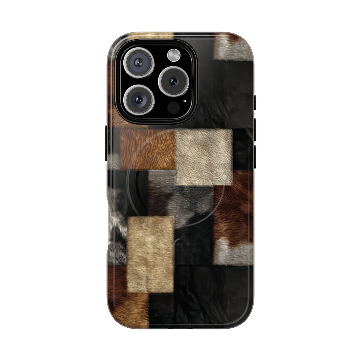 Cowhide Patchwork Magnetic Case