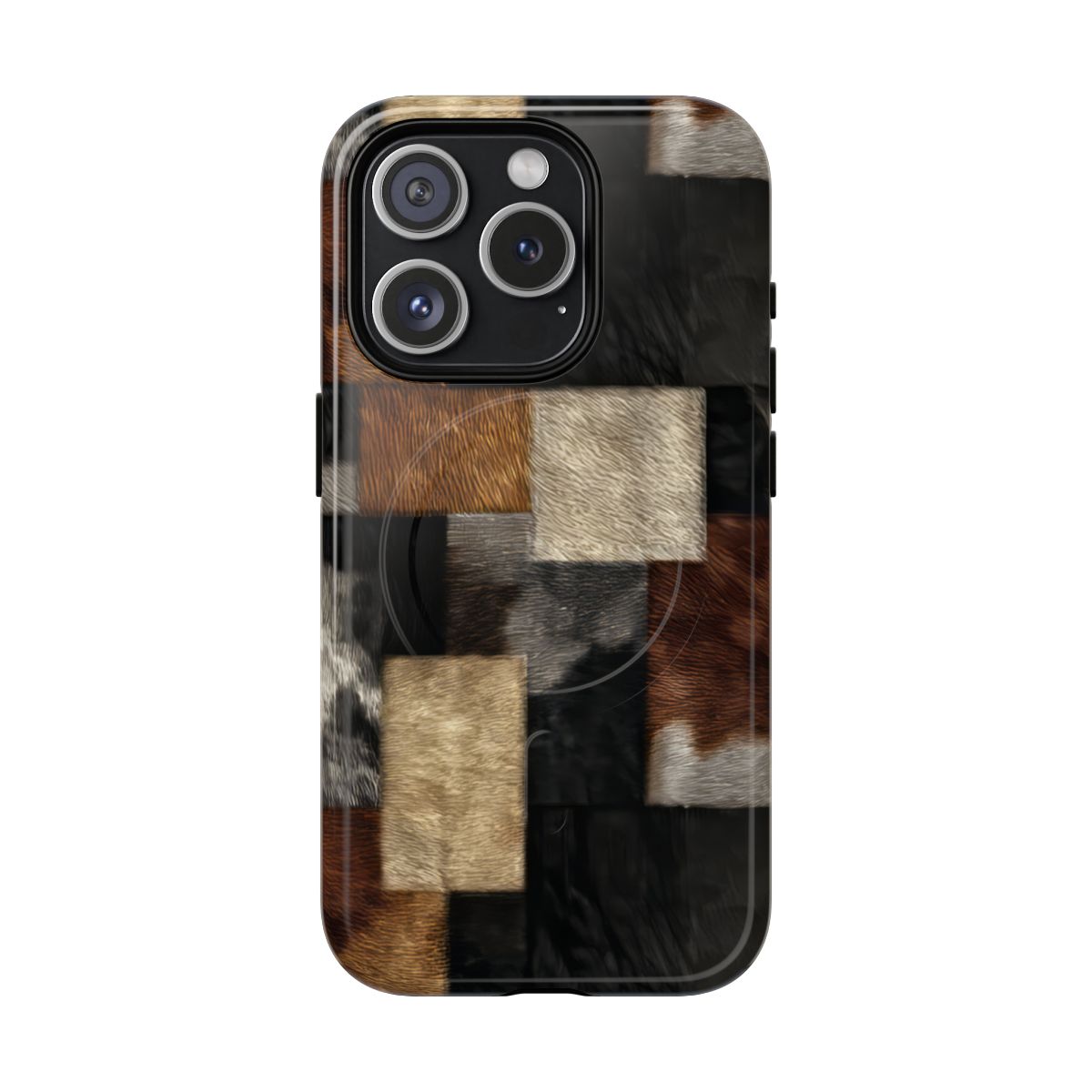 Cowhide Patchwork Magnetic Case