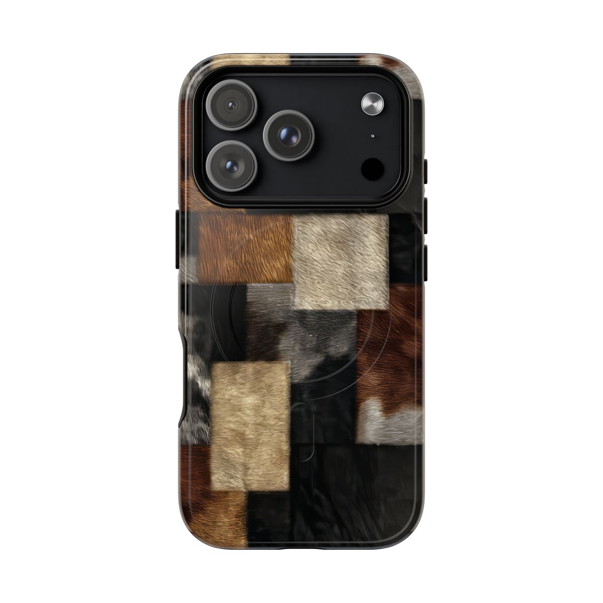 Cowhide Patchwork Magnetic Case