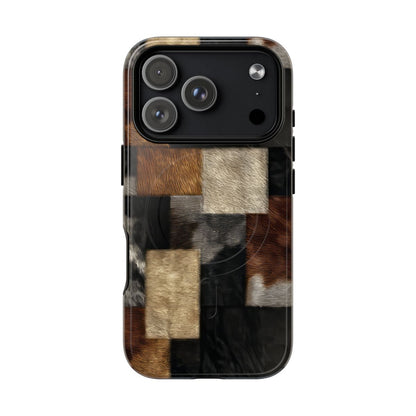 Cowhide Patchwork Magnetic Case