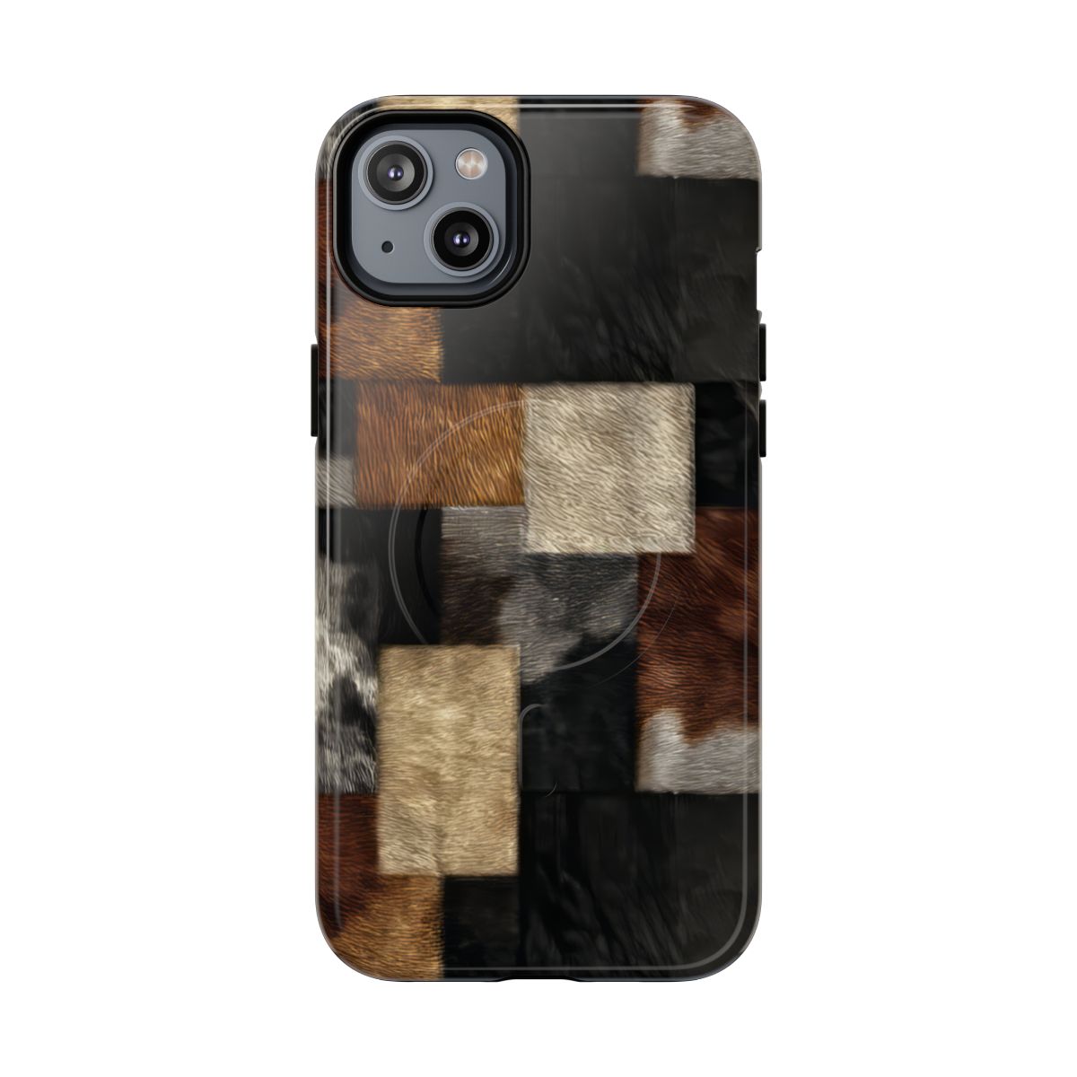 Cowhide Patchwork Magnetic Case