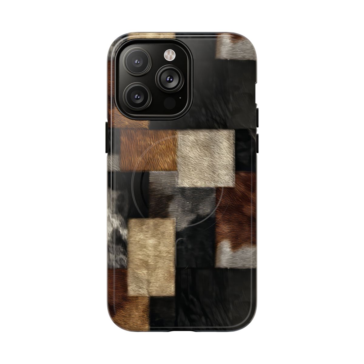 Cowhide Patchwork Magnetic Case