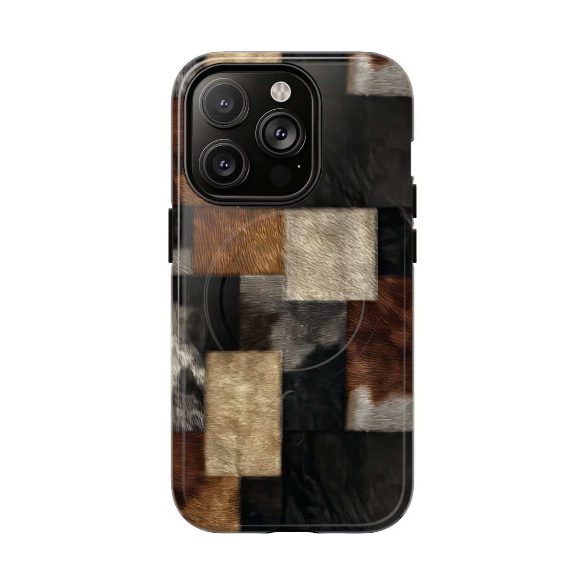 Cowhide Patchwork Magnetic Case