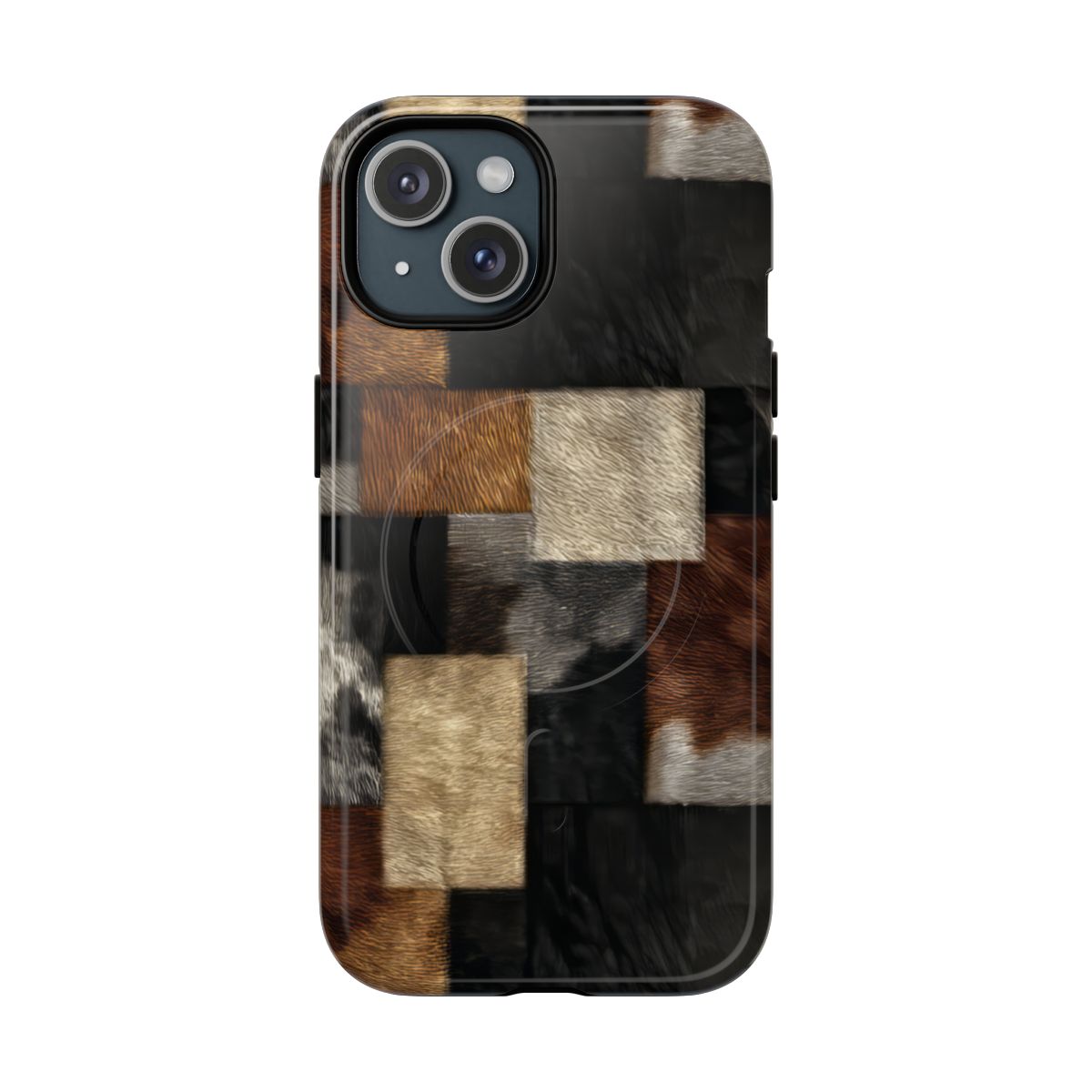 Cowhide Patchwork Magnetic Case