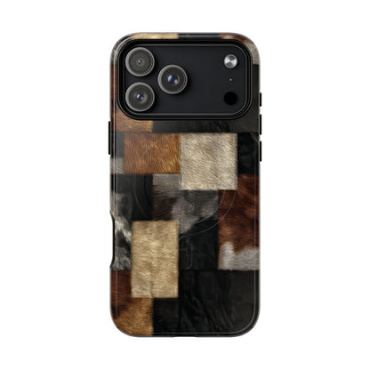 Cowhide Patchwork Magnetic Case