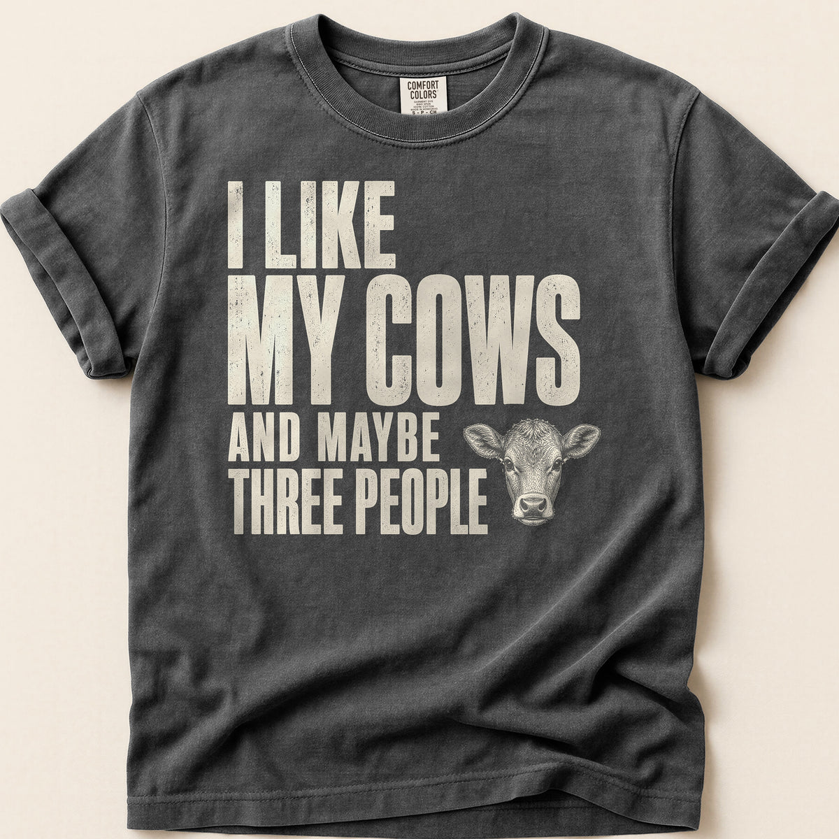 Cows And Three People T-shirt on Pepper