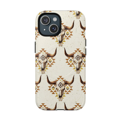 Cream Aztec Skull Magnetic Case