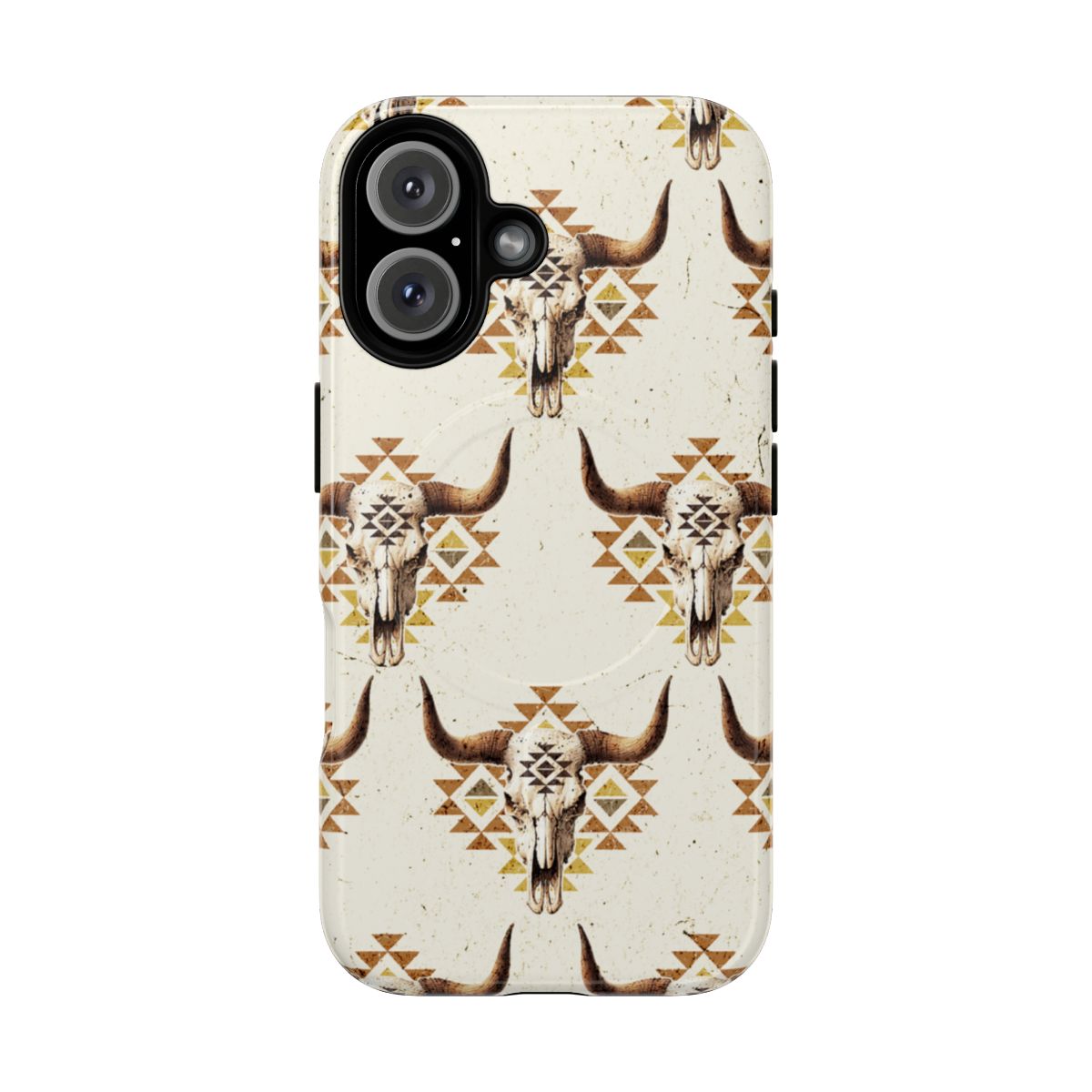 Cream Aztec Skull Magnetic Case