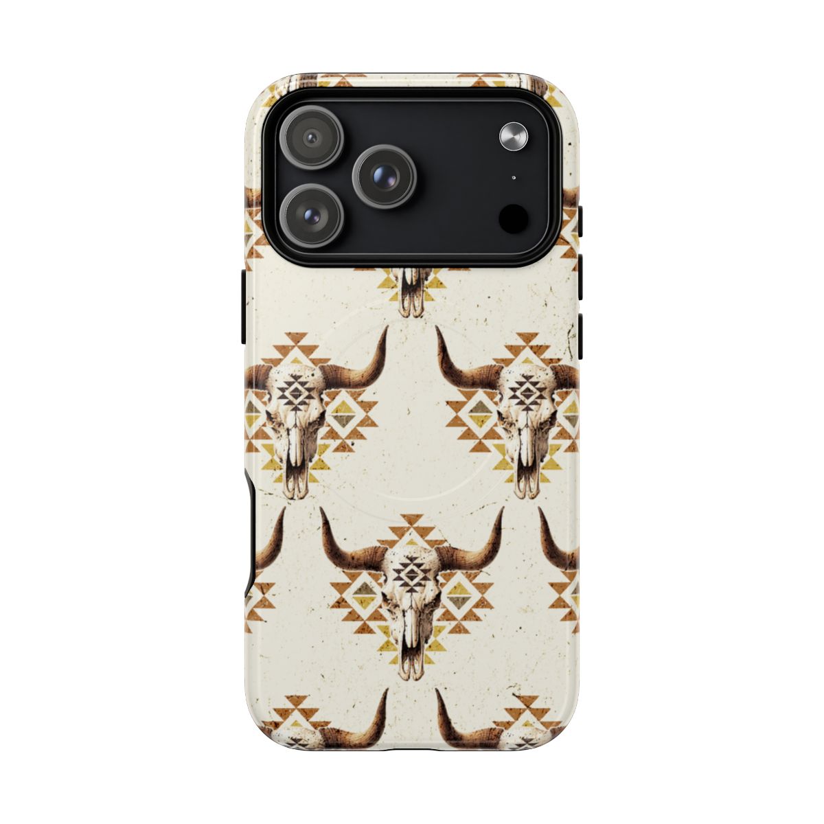 Cream Aztec Skull Magnetic Case