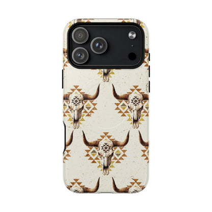 Cream Aztec Skull Magnetic Case