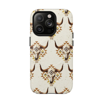 Cream Aztec Skull Magnetic Case