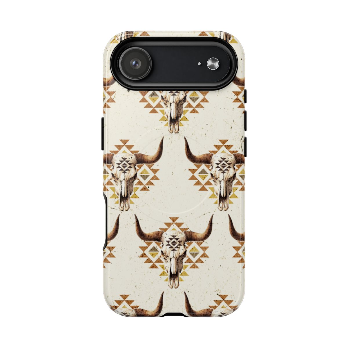 Cream Aztec Skull Magnetic Case