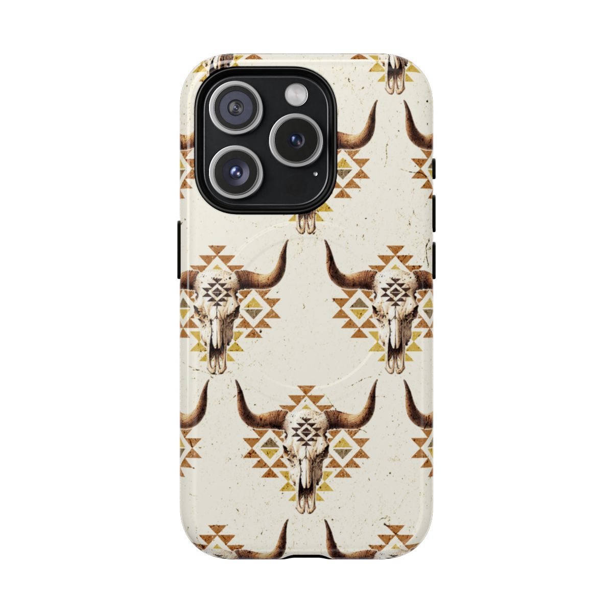 Cream Aztec Skull Magnetic Case