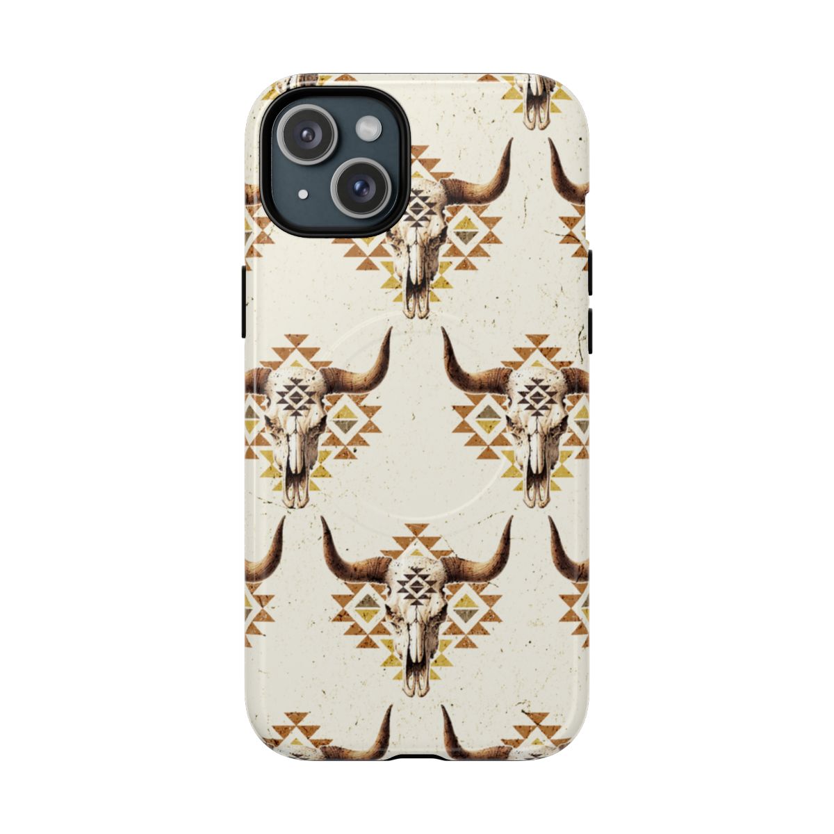Cream Aztec Skull Magnetic Case