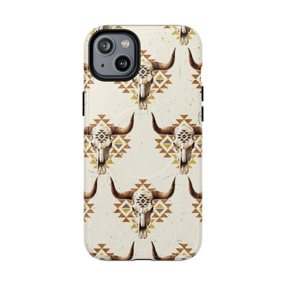 Cream Aztec Skull Magnetic Case