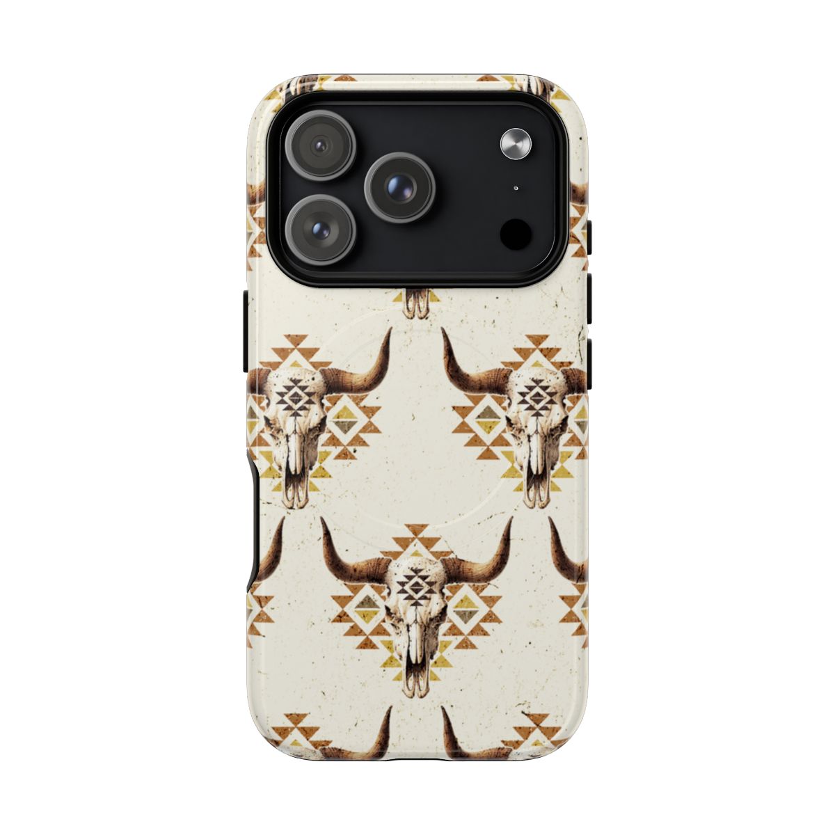 Cream Aztec Skull Magnetic Case