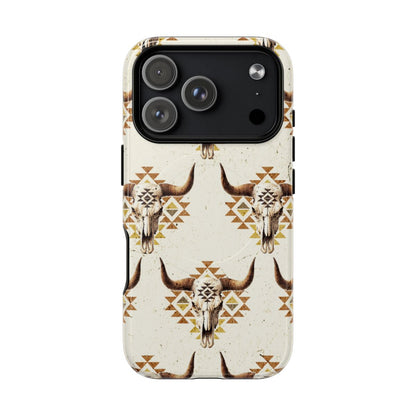 Cream Aztec Skull Magnetic Case