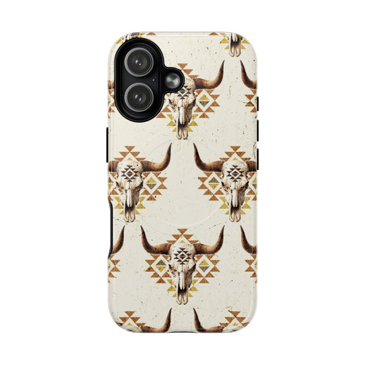 Cream Aztec Skull Magnetic Case