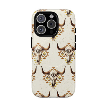 Cream Aztec Skull Magnetic Case