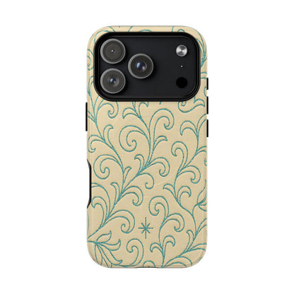 Cream + Turquoise Stitch Magnetic Case