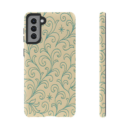 Cream + Turquoise Stitch Tough Case