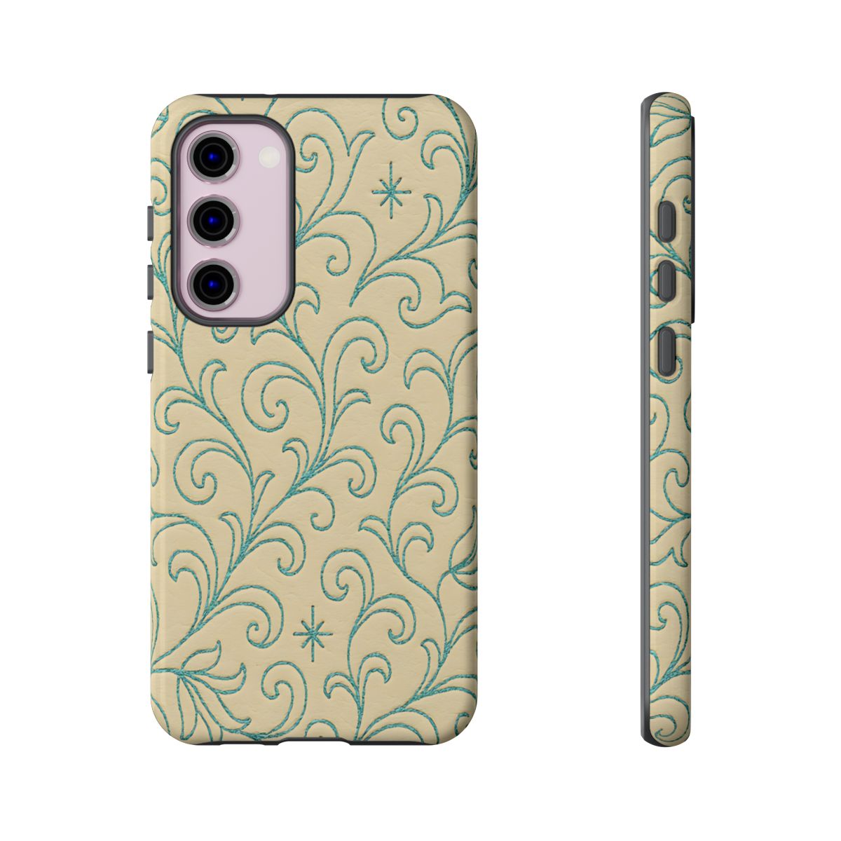 Cream + Turquoise Stitch Tough Case