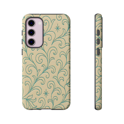 Cream + Turquoise Stitch Tough Case