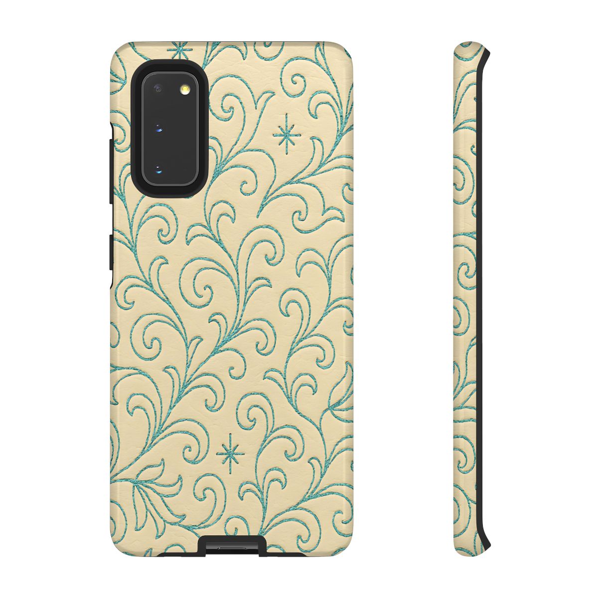 Cream + Turquoise Stitch Tough Case
