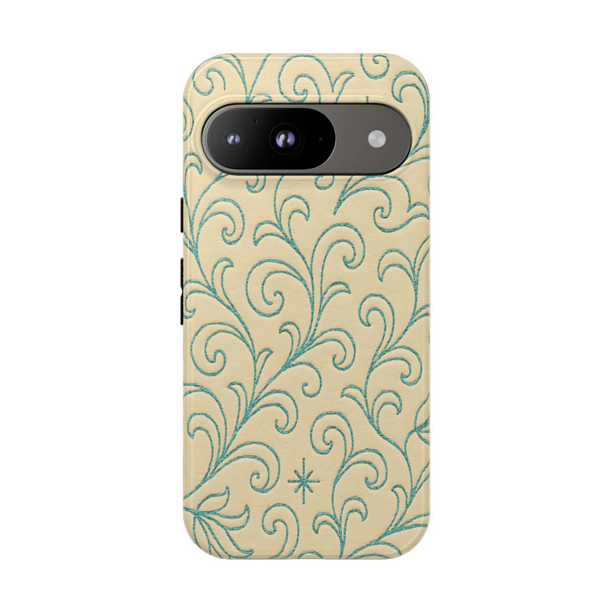 Cream + Turquoise Stitch Tough Case
