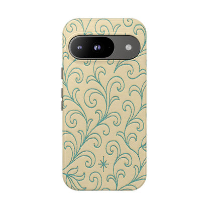 Cream + Turquoise Stitch Tough Case