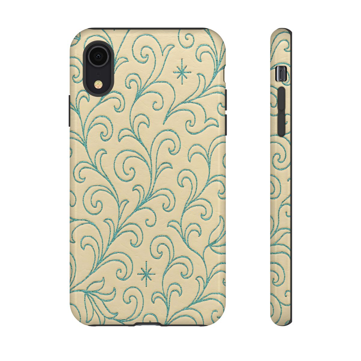 Cream + Turquoise Stitch Tough Case