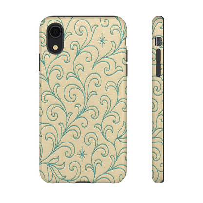 Cream + Turquoise Stitch Tough Case