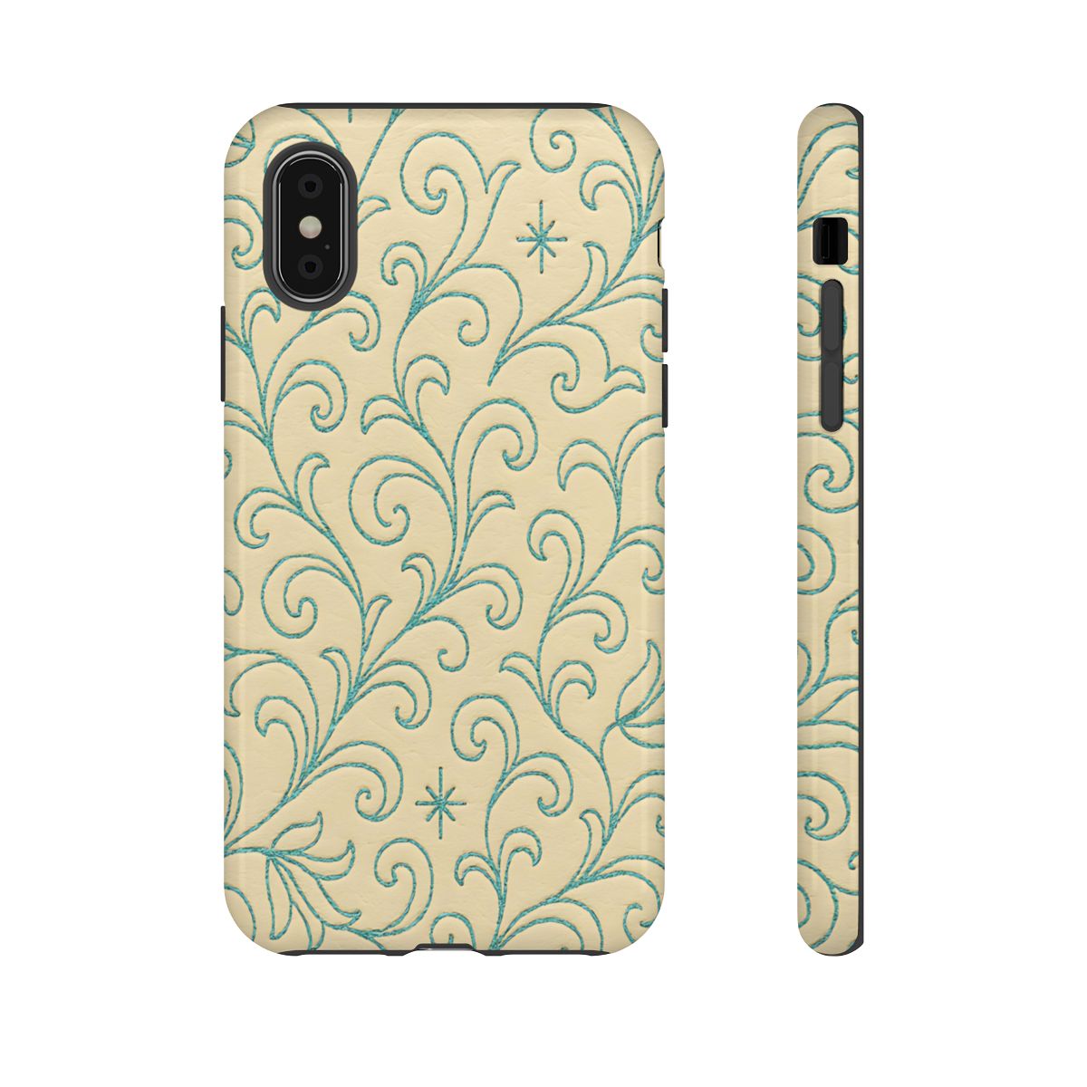 Cream + Turquoise Stitch Tough Case