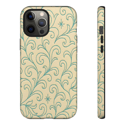 Cream + Turquoise Stitch Tough Case