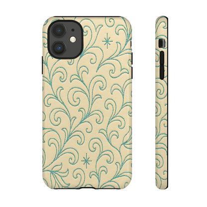 Cream + Turquoise Stitch Tough Case