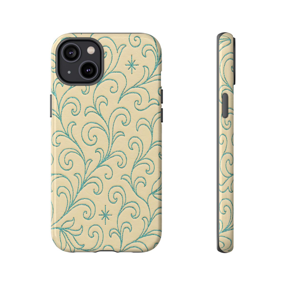 Cream + Turquoise Stitch Tough Case