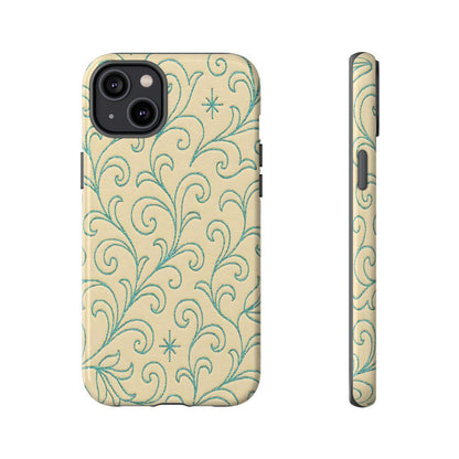 Cream + Turquoise Stitch Tough Case