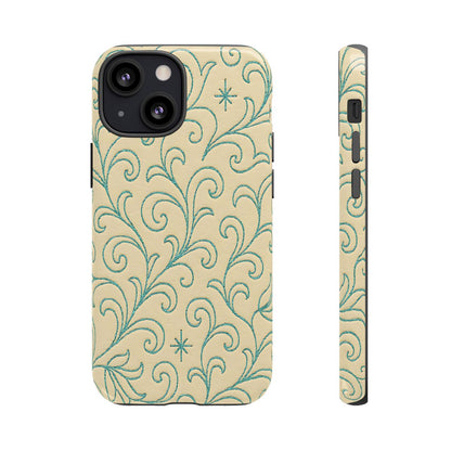 Cream + Turquoise Stitch Tough Case