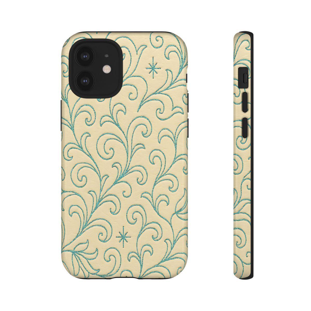 Cream + Turquoise Stitch Tough Case